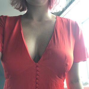 Urban Outfitters Kimchi Blue Silk Orange Romper